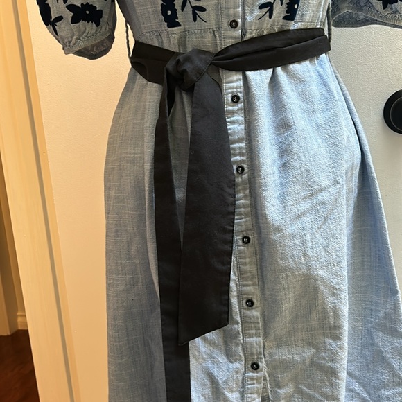 Zara Embroidered Sequinned Blue Dress &  Black Belt - Picture 8 of 16